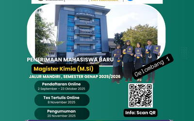 Penerimaan Mahasiswa Baru Magister Kimia Gelombang 1 – Semester Gasal 2025/2026