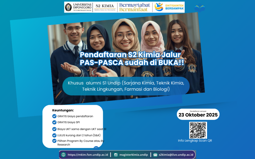 Pendaftaran Mahasiswa Baru Jalur PAS PASCA Magister Kimia UNDIP Semester Genap 2025-2026, Gelombang 1